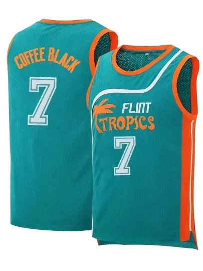 Discover Flint Tropics Coffee Black #7 Semi Pro Movie Basketball Jersey Green