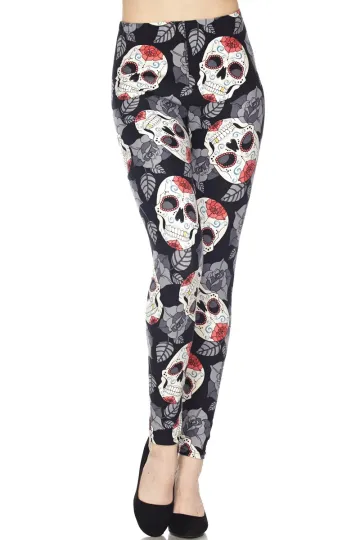Buttery Soft Rosette Sugar Skull Leggings