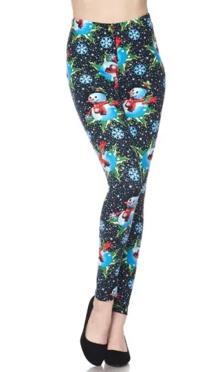 Discover Buttery Soft Frosty Blue Snowman Leggings