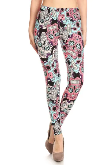 Buttery Soft Pastel Sugar Skull Leggings