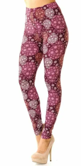 Buttery Soft Festive Snowflake Ornaments Leggings