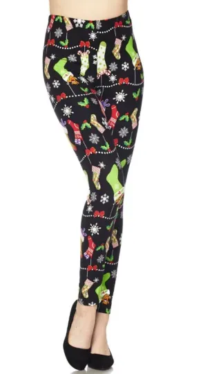 Discover Buttery Soft Colorful Holiday Stockings Leggings