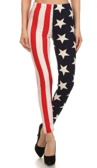 Discover Buttery Soft Split USA Flag Leggings