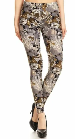 Buttery Soft Earthen Watercolor Floral Leggings