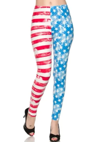 Discover Buttery Soft Vintage Pastel USA Flag Leggings