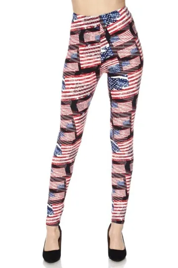 Discover Buttery Soft 3D Hologram USA Flag Leggings