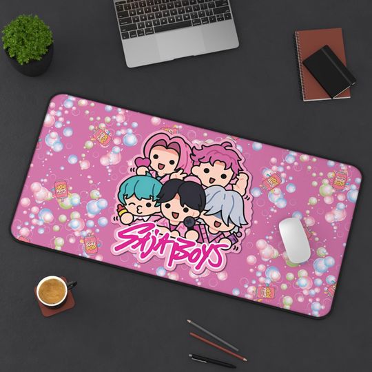 Discover Saja Boy Cute Kawaii Desk Mat with Soda Pop Theme, Desk Accessories, Gift for Students, Office Decor, Gaming Setup, Study Space