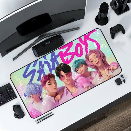 Discover Saja Boys Desk Mat Aesthetic, Matching Desk Accessories - Kpop Huntryx - Demon Hunters - Kpop Hunters - SODA POP
