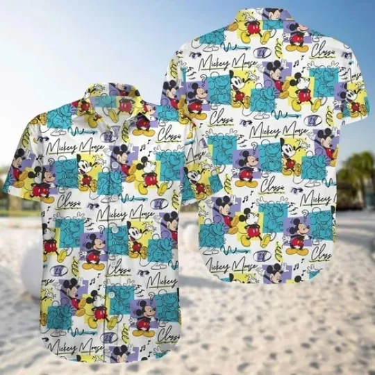 Discover Mickey Mouse Hawaiian Button Down Shirt