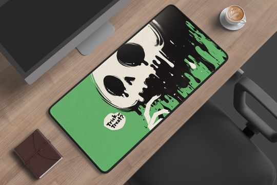 Halloween Desk Mat: Trick or Treat Skull - Spooky Office Decor