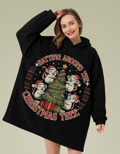 Discover Cozy Christmas Hooded Blanket, Warm Themed Loungewear, Gift for Autumn, Seasonal Home Comfort, Relaxation Shawl