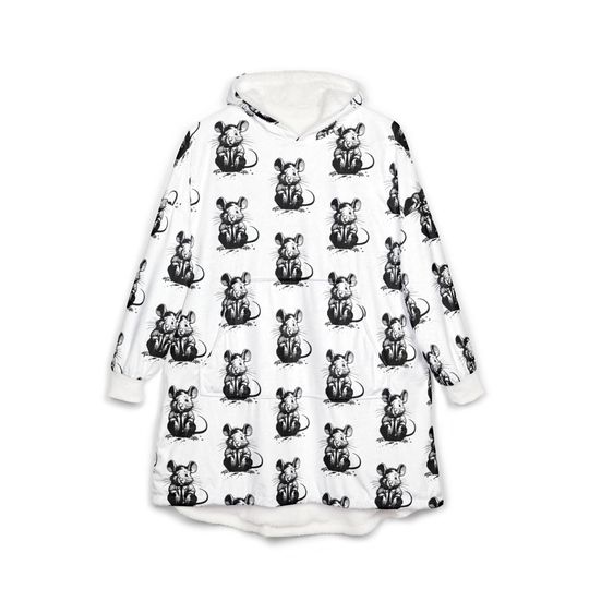 Cozy Fall Hooded Blanket, Warm Themed Loungewear, Gift for Autumn, Seasonal Home Comfort, Relaxation Shawl, Rat Design