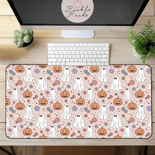 Cute Desk Mat, Halloween Desk Mat, Spooky Ghost Halloween Desk Mat, Fall Halloween Desk Mat, Halloween Mousepad, Halloween Keyboard Mat