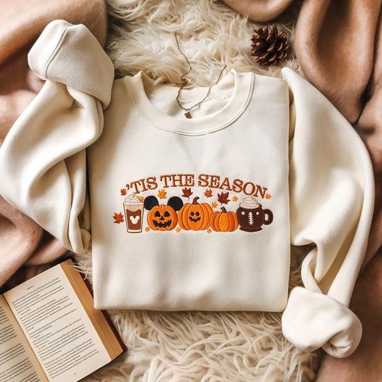 Embroidered Tis The Season Disney Sweater, Disney Fall Shirt, Fall Shirt, Disney Pumpkin Shirt, Mickey Autumn Shirt, Pumpkin Season Shirt