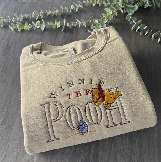 Embroidered Winnie The Pooh Sweatshirt - Vintage Hunny Crewneck - Cartoon Shirt - Cozy Autumn Sweater