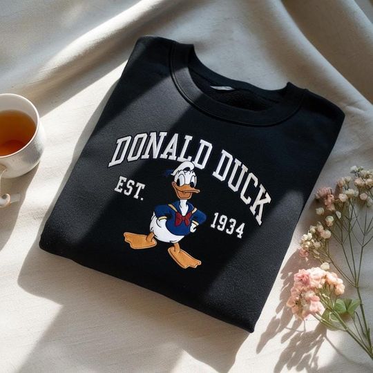 Discover Embroidered Vintage Donald Duck Sweatshirt, Donald Duck Est 1934 Sweatshirt, Donald Sweatshirt, Disney Sweatshirt, Disney Trip Sweatshirt