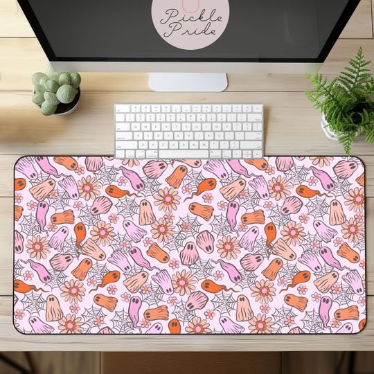 Cute Desk Mat, Halloween Desk Mat, Spooky Ghost Halloween Desk Mat, Fall Halloween Desk Mat, Halloween Mousepad, Halloween Keyboard Mat