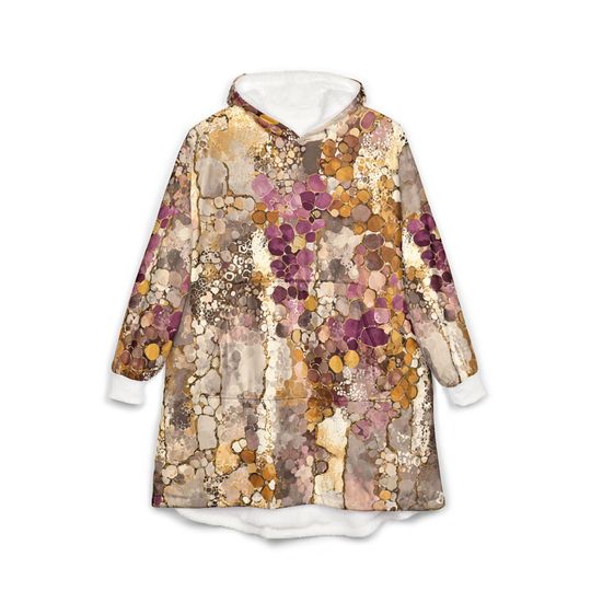 Unisex Hooded Blanket, Oversized Wearable Hoodie Blanket, One Size Fits All, Outdoor Softball Snuggly Hoodie Cloak, Klimt Inspired Design