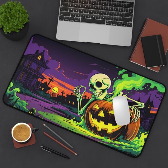 Discover Halloween Desk Mat: Spooky Skeleton Neoprene Gamer Accessory