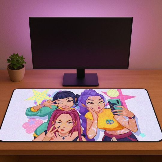 Discover HUNTRX Selfie Mouse Pad | KPop Demon Hunters Desk Mat | Anime Gaming & K-Pop Merch