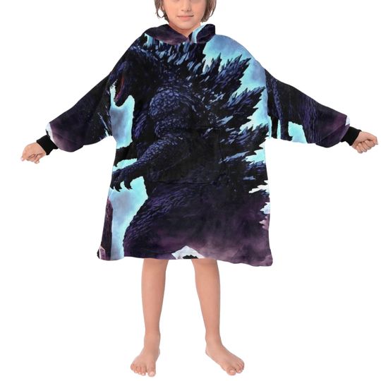 Kids Blanket Hoodie god zilla Kaiju Gojira Japam Monster Retro
