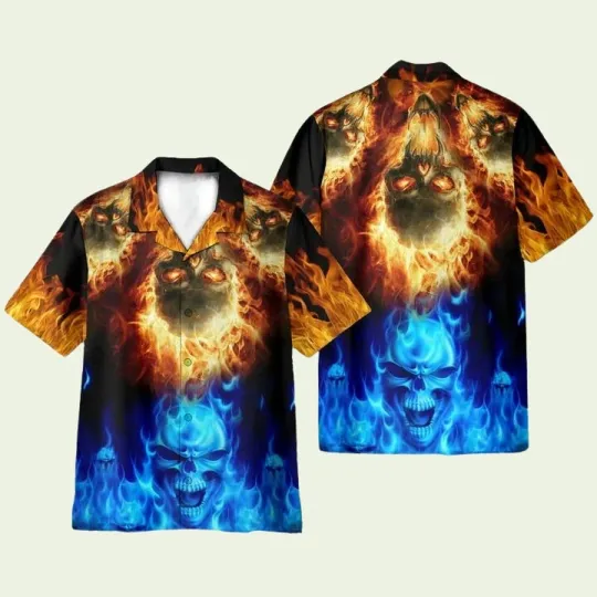 Discover Fire Skulls Burning Forever Hawaiian Shirt