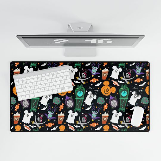 Discover Spooky-Themed Mickey Pumpkin Desk Mat for Halloween, Fun Mouse Pad for Disney fans, Home Office Accessories, Gift Idea for Halloween Lovers