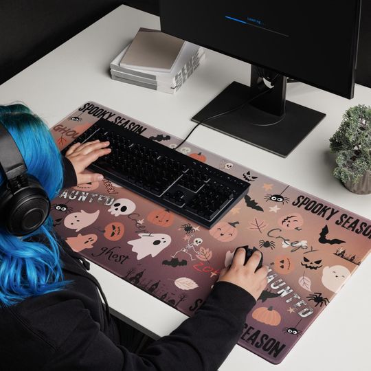 Halloween Gaming mouse pad - Halloween Desk Mat - Spooky Cute Halloween Ghost Desk Mat - XL Gaming mouse pad -  Halloween Themed Desk Mat