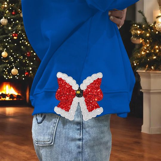 Discover Santa Coquette Bow Side Bow Sweatshirt, Christmas Shirt, Women Christmas Outfit, Christmas Gift