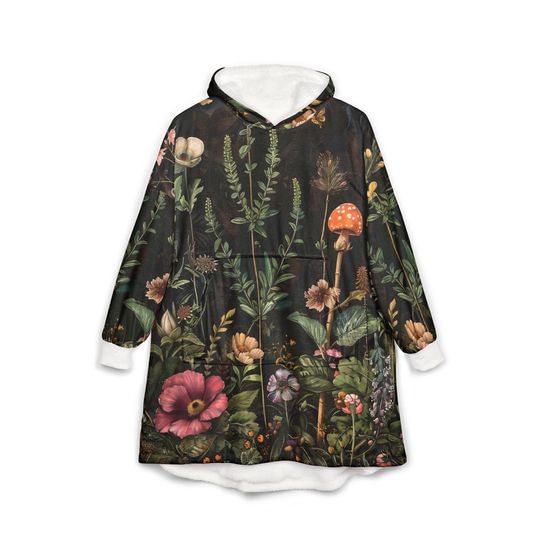 Unisex Hooded Blanket, Oversized Wearable Hoodie Blanket, One Size Fits All, Outdoor Softball Snuggly Hoodie Cloak, Klimt Inspired Design