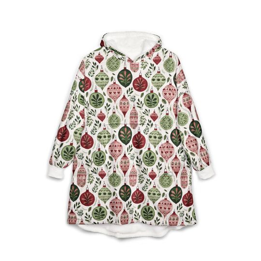 Unisex Hooded Blanket, Oversized Wearable Hoodie Blanket, One Size Fits All, Outdoor Softball Snuggly Hoodie Cloak, Scandinavian Christmas