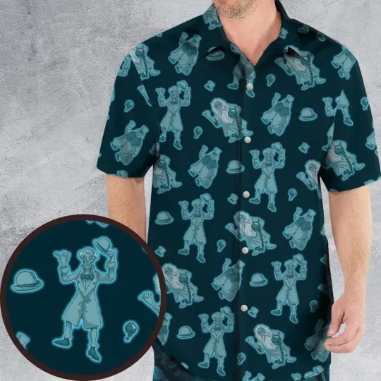 Discover Hitchhiking Ghosts Haunted Mansion Hawaiian Shirt