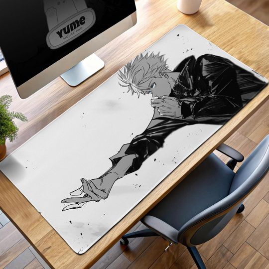 Gojo Satoru Gaming Mouse Pad, Jujutsu Satoru Desk Mat, Anime Sorcerer Gift, Limitless Technique Pad, Black and White Desk Mat