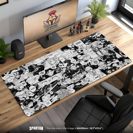 Jujutsu Satoru Manga Mouse Pad - Black White Anime Desk Mat, Gojo Sukuna Panel Gaming Mat, Sorcerer Battle Decor Gift