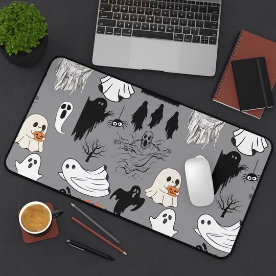 Halloween Ghosts Desk Mat, Spooky Office Decor, Gamer Pad, Halloween Gift, Fun Desk Accessories, Unique Home Office Decor, Teen kids