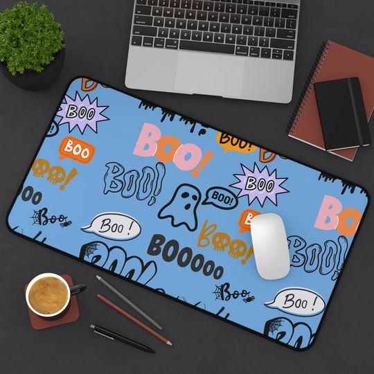 Pumpkin Halloween Desk Mat, Spooky Office Decor, Fun Workstation Accessory, Ghost Themed Gift, Seasonal Desk Pad, Teen College Kids,