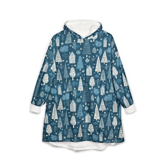 Unisex Hooded Blanket, Oversized Wearable Hoodie Blanket, One Size Fits All, Outdoor Softball Snuggly Hoodie Cloak, Scandinavian Christmas