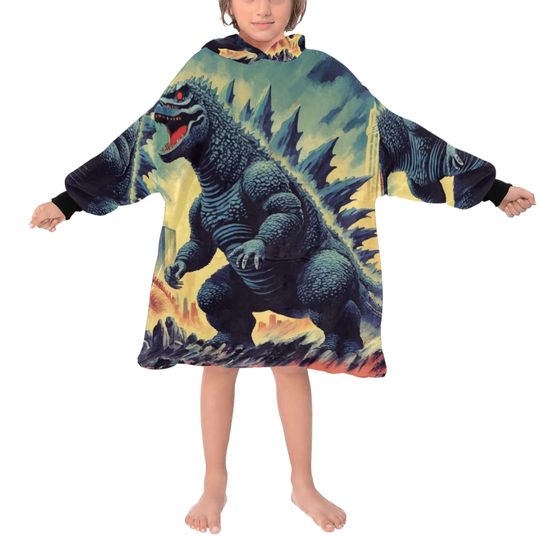 Kids Blanket Hoodie god zilla Kaiju Gojira Japam Monster