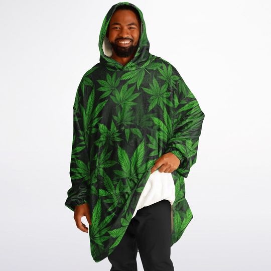 Discover Weed Snuggle Hoodie- Microfiber Hooded Blanket Pullover Cannabis Pattern Your Favorite Pot Lover, Warm Hoodie