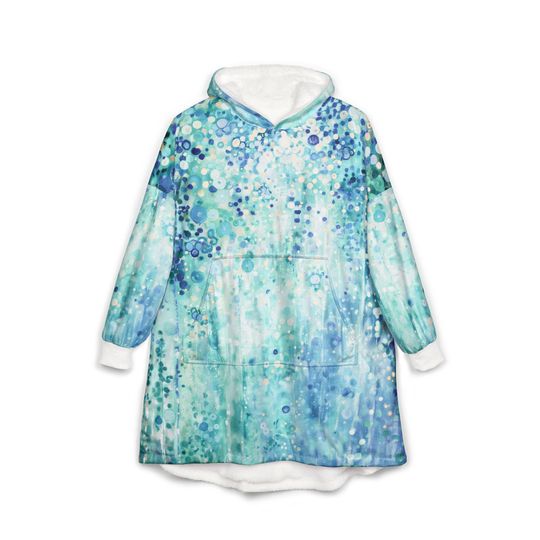 Unisex Hooded Blanket, Oversized Wearable Hoodie Blanket, One Size Fits All, Outdoor Softball Snuggly Hoodie Cloak, Klimt Inspired Design