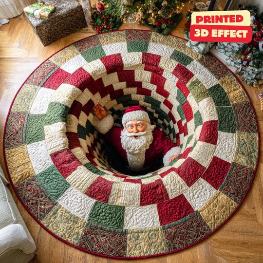 Discover Santa Claus Christmas 3D Printed Round Mat, Christmas Rug, Christmas Decor Christmas Welcome Door Mat Winter Home Decor Christmas Decoration
