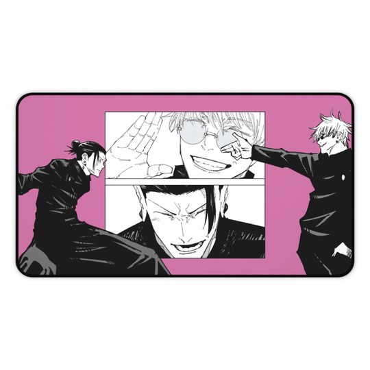 Jujutsu Satoru Desk Mat Pink| Gojo Satoru and Geto Suguru| Anime Gaming Pad
