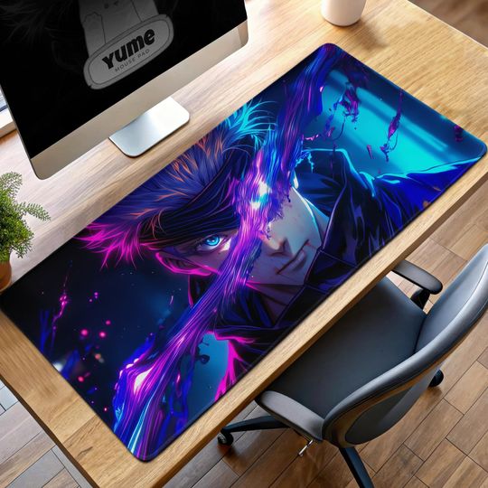 Gojo Satoru Energy Slash Desk Mat - Jujutsu Satoru Gaming Pad, Anime Desk Pad, Gojo Themed Gift