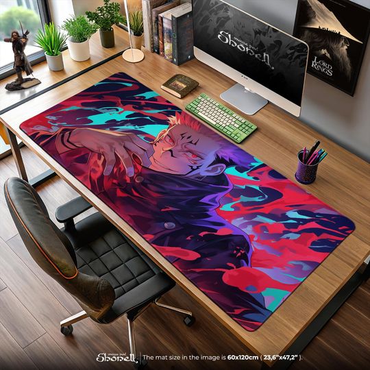 Sukuna Cursed Aura Mouse Pad - Jujutsu Satoru Chaos Energy Desk Mat, Anime Villain Art Gaming Pad, Ryomen Otaku Gift