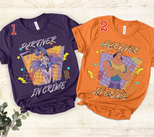 Discover Retro 90s Krock Yzma Partner in Crime Couple T-shirt, The Emperor's New Groove, Disney Villains Matching Tee, Disneyland Family 2025 Trip