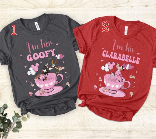 Goofy and Clarabelle Couple Shirt, I am Her Goofy, I am His Clarabelle, Valentines Disney Shirt, Perfect Gift For Her, Valentine's Day Gift
