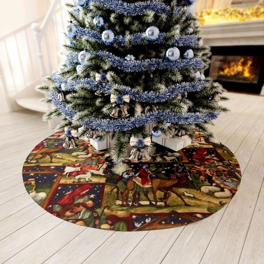 Discover Nativity Christmas Tree Skirt  Christian Family Holiday Decor  Faith-Based Tree Collar  Meaningful Xmas Gift for Loved Ones