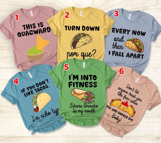 Discover Funny Taco Party Group T-Shirts, Matching Family Taco tshirt, Group Halloween Shirts, Mexican party shirts, fiesta group tshirts