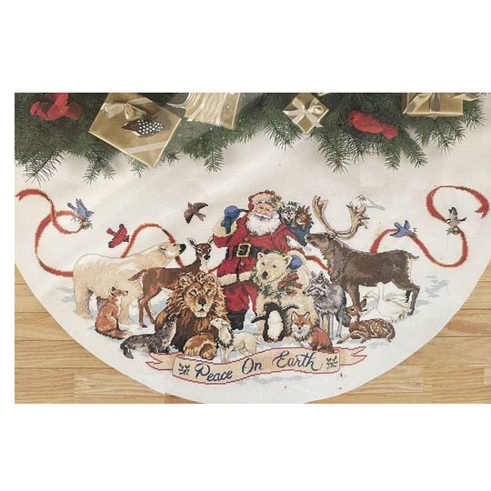 Discover Finished Christmas Tree Skirt Cross Embroidered Christmas Decor Made To Order By NatalieARTEmbroidery.