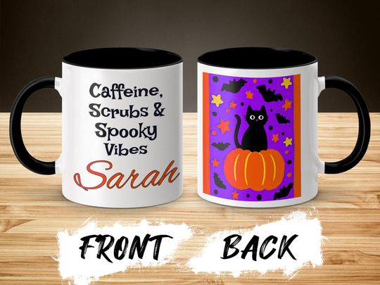 Discover Personalized Nurse Halloween Cat Mug: Spooky Custom Coffee Cup